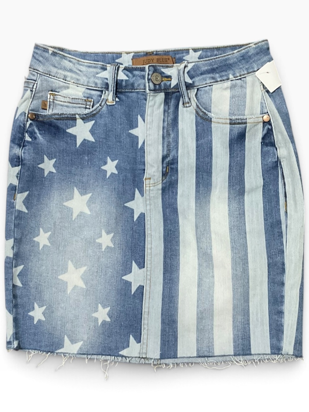 Judy Blue American Star & Stripe Denim Mini Skirt - Blue - Small